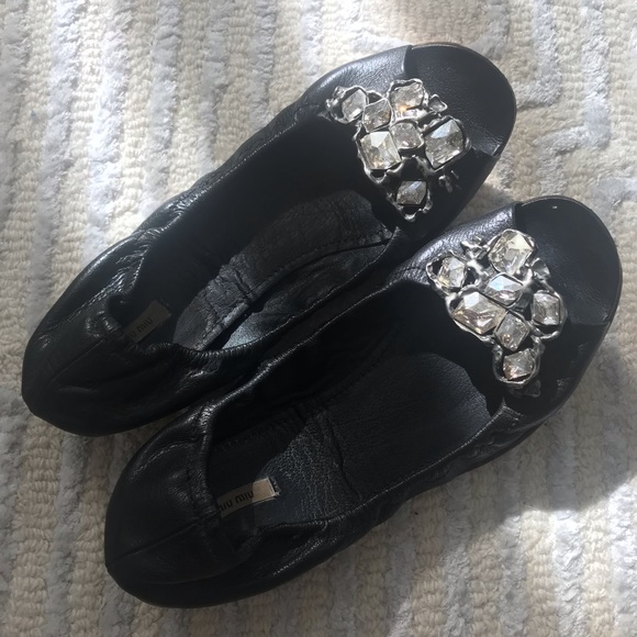 Miu Miu Ballerina Flats with Rhinestones - Picture 4 of 7